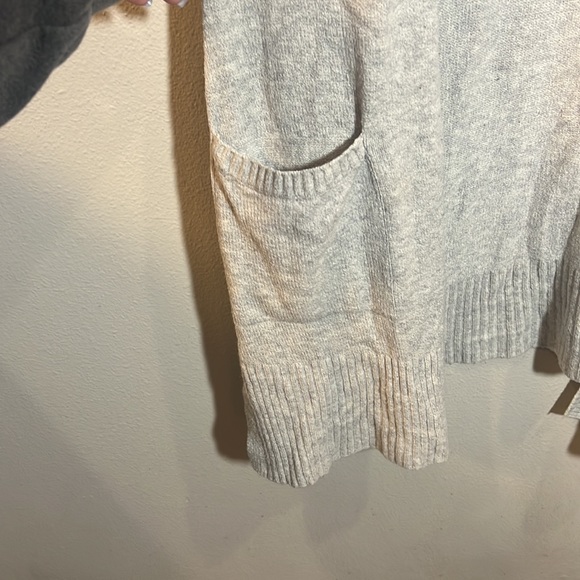 Ruby Moon Open Front Long Knit Cardigan Sweater Light Gray Large - Picture 3 of 5